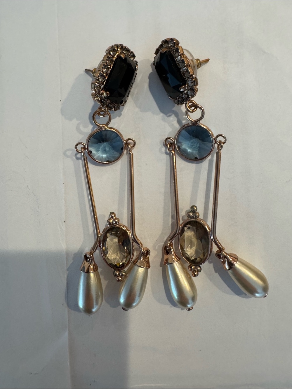 Erdem Drop Earrings with Blue and Pearl Accents